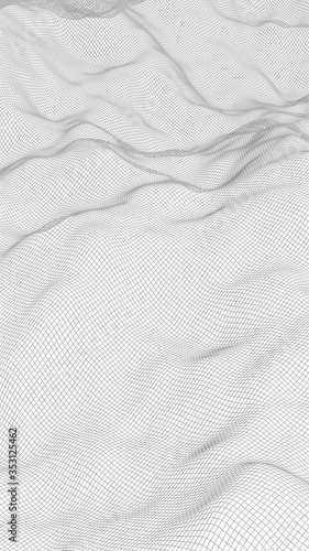 Wallpaper Mural Abstract landscape on a white background. Cyberspace grid. hi tech network. 3d illustration Torontodigital.ca