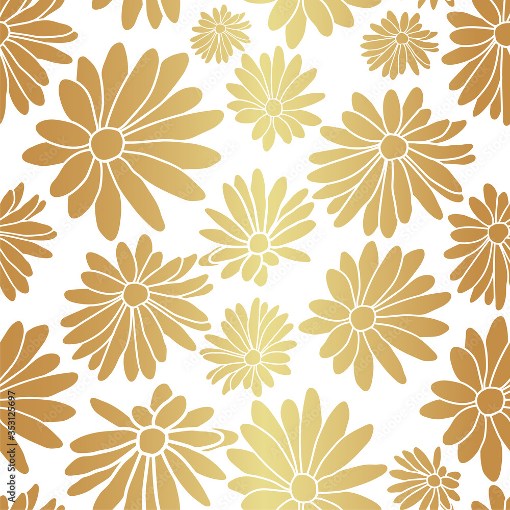 Gold Flower Floral Textile Repeat Pattern Background Gold Flower Floral Textile Repeat Pattern Background