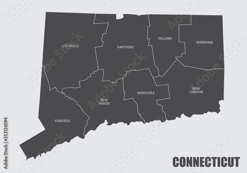Obraz na płótnie Connecticut State counties map w salonie