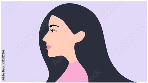 Beautiful woman side view face vector illustration. Woman concept background