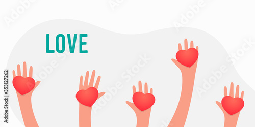 Wallpaper Mural Heart in hands. Love concept, vector illustration Torontodigital.ca