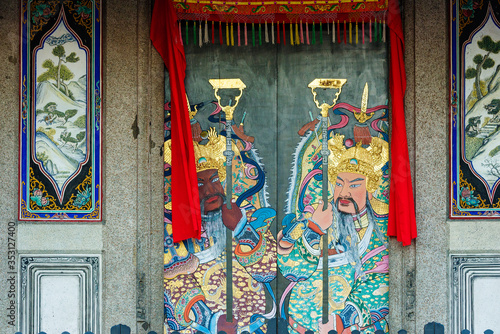 traditional chinese doors of a temple in George Town, Penang