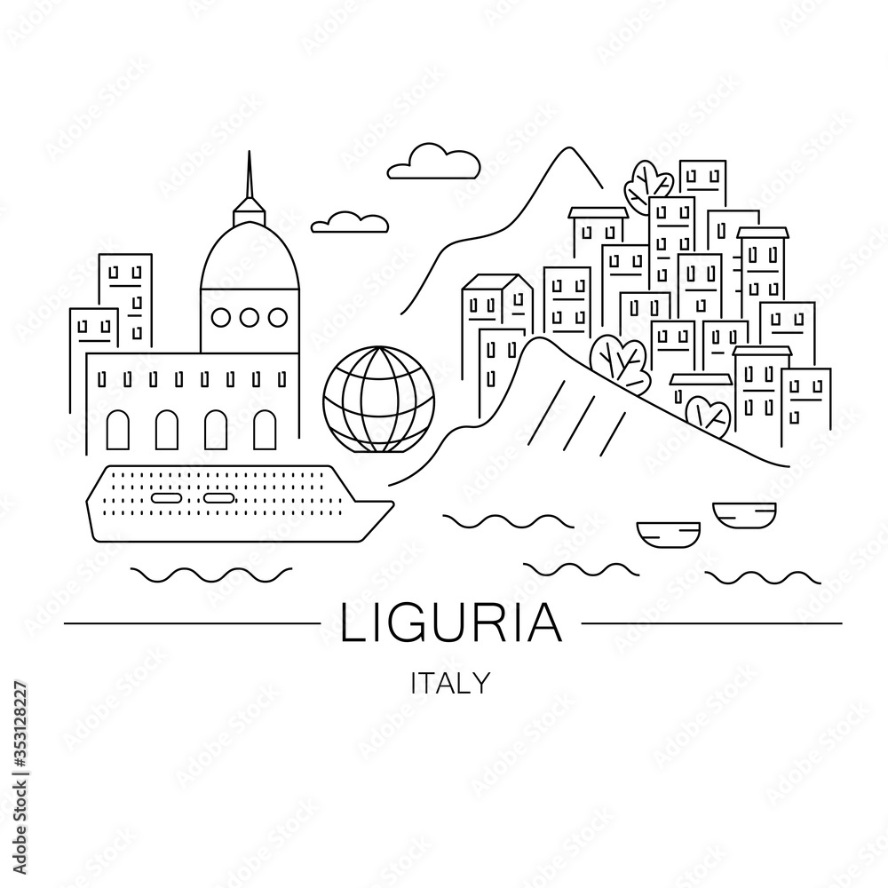 vector illustration of Liguria Italy. 