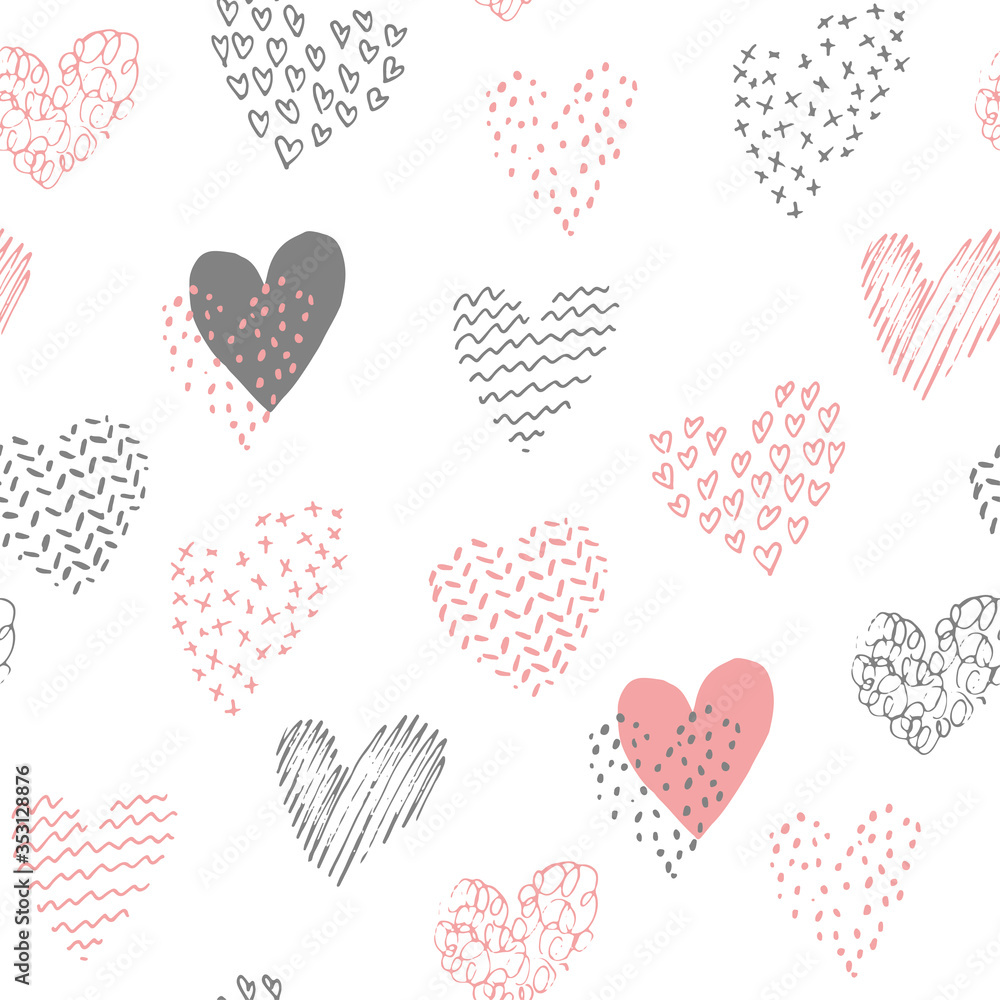 seamless pattern with heartssaved as swatch. Vector illustration.