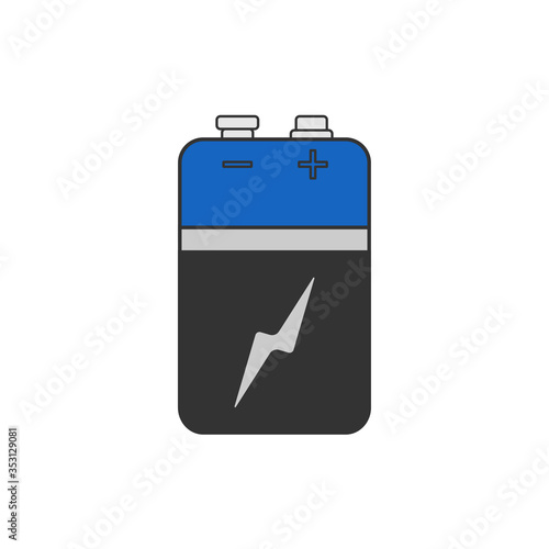 Alkaline battery in cartoon flat. Vector illustration for any design.