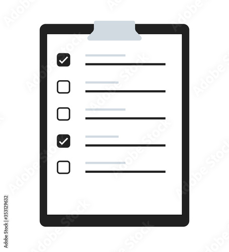 Vector clipboard isolated concept illustration in flat. Checklist board icon.