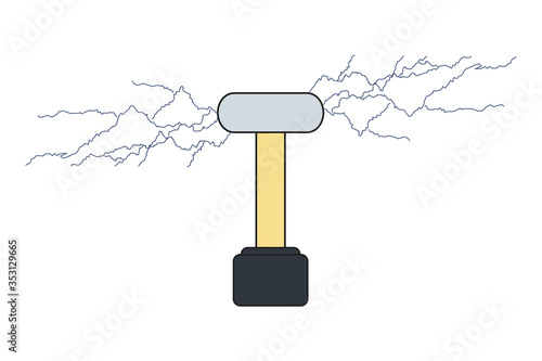 Vector tesla coil isolated illustration in flat. Electrical transformer concept.