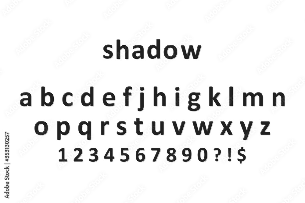 Simple 3d font shadow letter. Vector alphabet im flat.