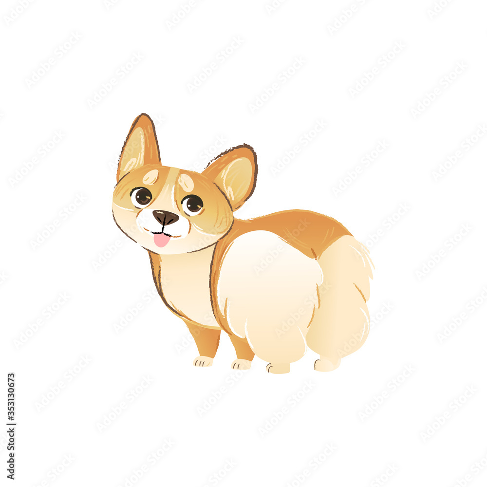 Cute Welsh corgi puppy drawing in funny pose showing his butt. Cute Welsh corgi puppy drawing in funny pose showing his butt.
