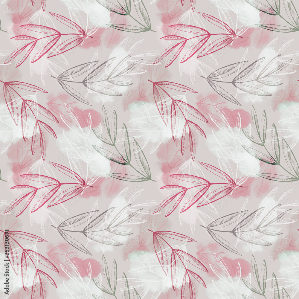 Autumn Leaves Seamless Pattern. Watercolor Background. Autumn Leaves Seamless Pattern. Watercolor Background.
