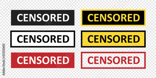 Black and red censored isolated vector icon. Flat illustration.