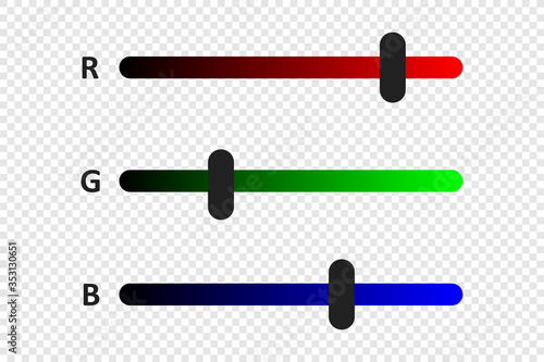 Rgb color concept illustration. Horizontal indicator ruler bar icon in flat