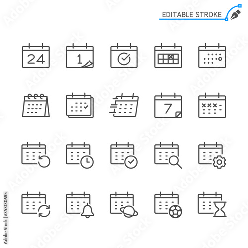 Calendar line icons. Editable stroke. Pixel perfect.