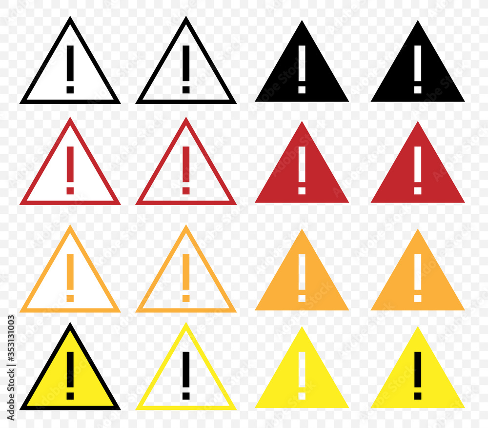Vector triangle danger sign set in simple flat on white background. Vector triangle danger sign set in simple flat on white background.
