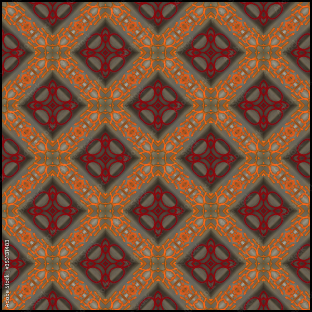 orange and red pattern with diamonds and crosses