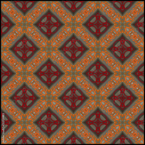 orange and red pattern with diamonds and crosses