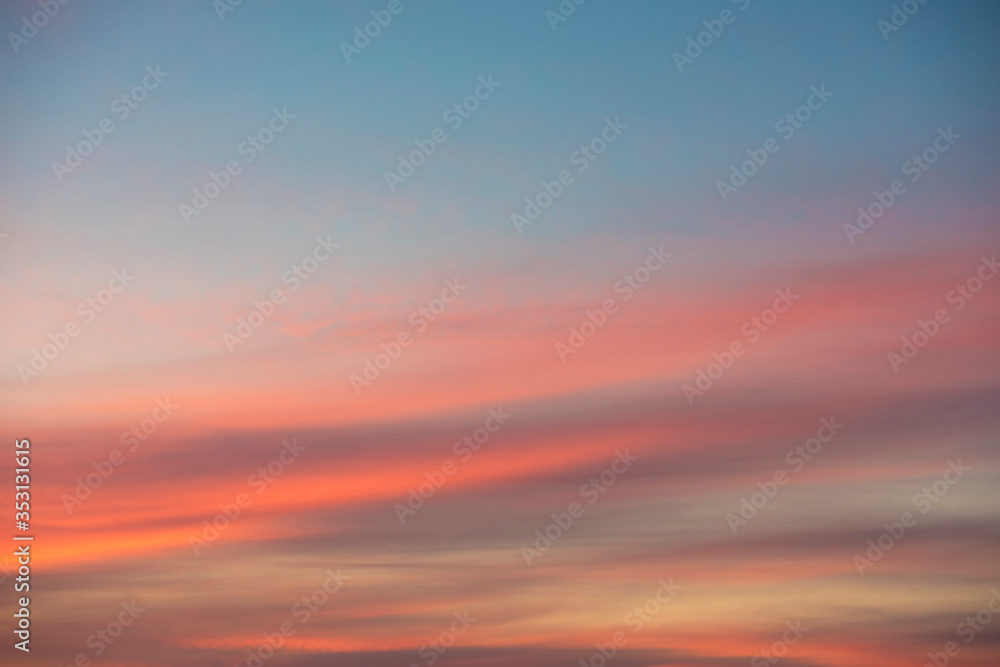 Pink, red and blue sky sunset