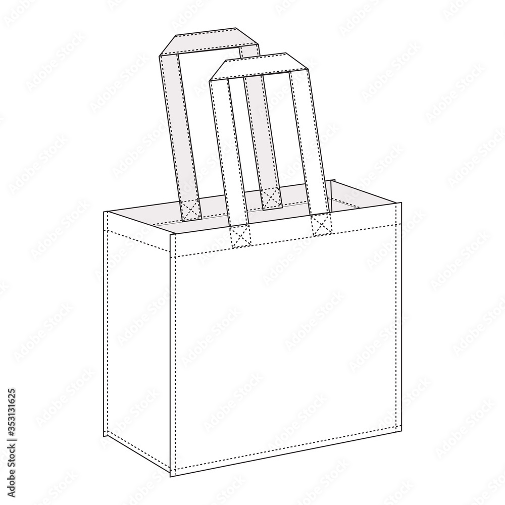Technical drawing of tote bag Stock Vector Adobe Stock