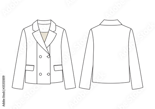 Fashion illustration of jacket. Technical drawing jacket