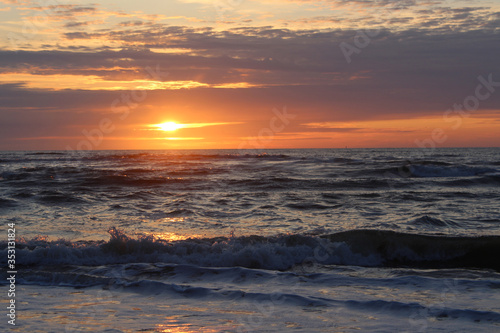 Sunset at the beach on Terschelling, the Netherlands.