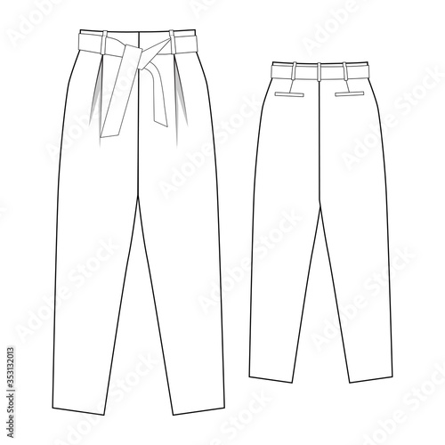 Fashion technical drawing pants