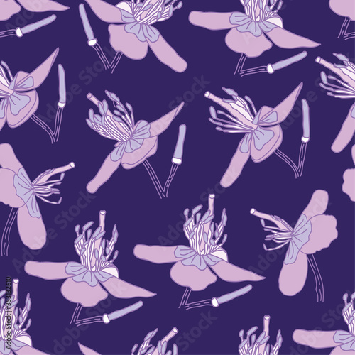 Purple Floral Flower Fabric Pattern Design © csiling