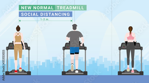 Social distancing in fitness center treadmill