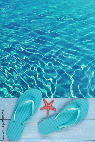 Blue summer flip flops