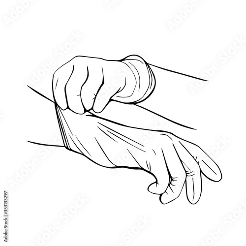 medical protective gloves isolated on a white background.Hand-drawn vector illustration in the Doodle style.