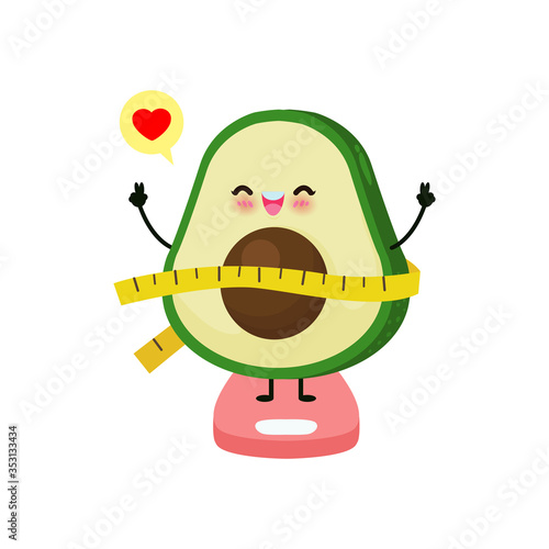 weight on weighing scales, Scales for measuring obesity, Concept with Eating healthy food and exercise. Funny fruit character isolated on white background vector