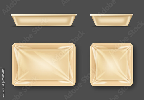 Empty plastic food containers