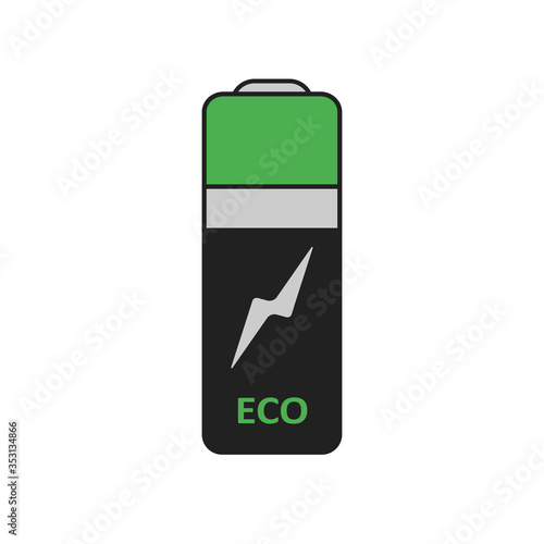 Battery vector graphic illustration. Eco energy simple icon in flat.