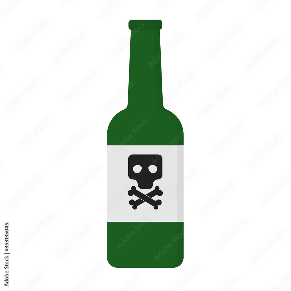 Beer in bottle simple flat icon isolated illustration. Beer in bottle simple flat icon isolated illustration.