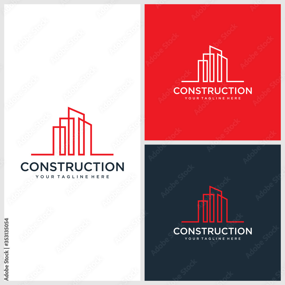Fototapeta premium Construction logo design, architectural, building Premium Vector