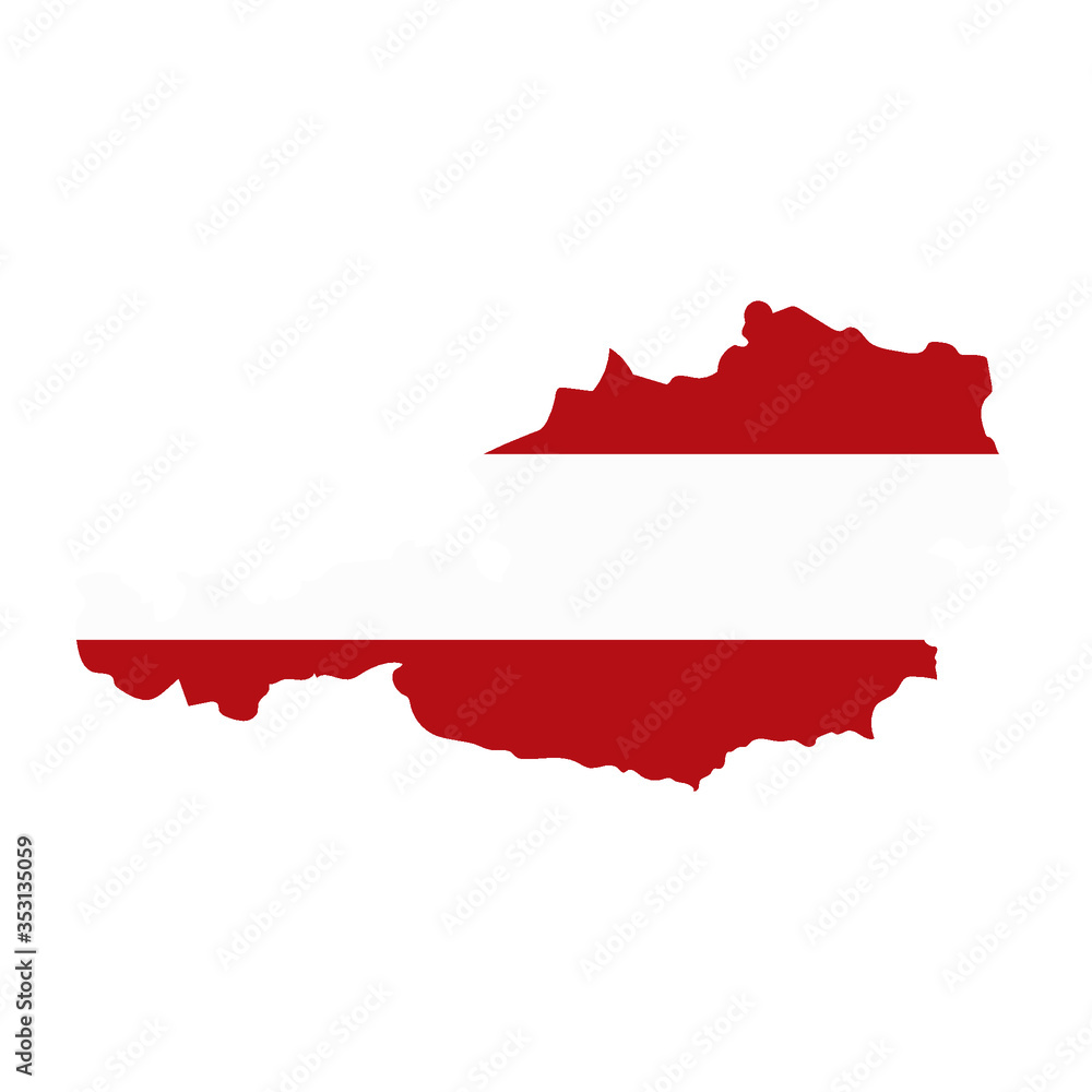 Fototapeta premium Austria map country of Europe, European flag illustration, vector isolated on white background