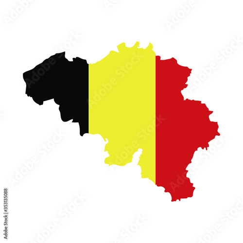 Belgium map country of Europe, European flag illustration, vector isolated on white background
