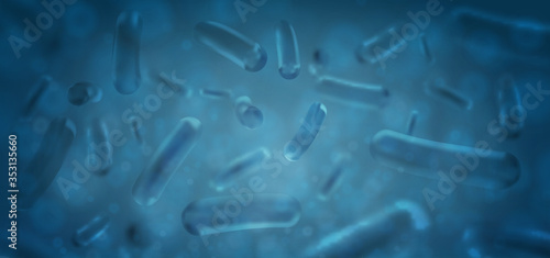 Probiotics Bacteria Vector illustration. Biology, Science background. Microscopic bacteria closeup.