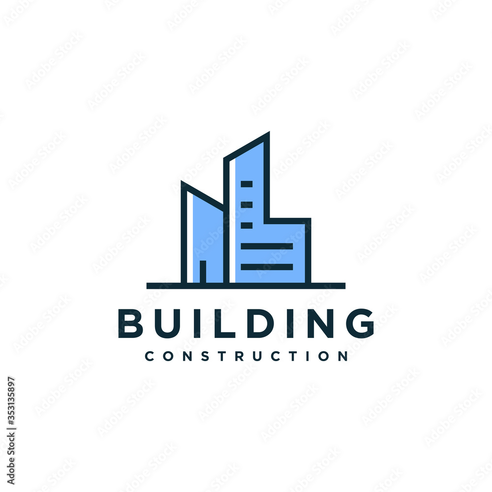 Modern building logo design, architectural, construction Premium Vector