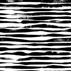 Deken met foto Horizontale strepen patronen Wavy grunge lines vector seamless pattern. Horizontal brush strokes, straight stripes or lines.  © Anastasiia Hevko