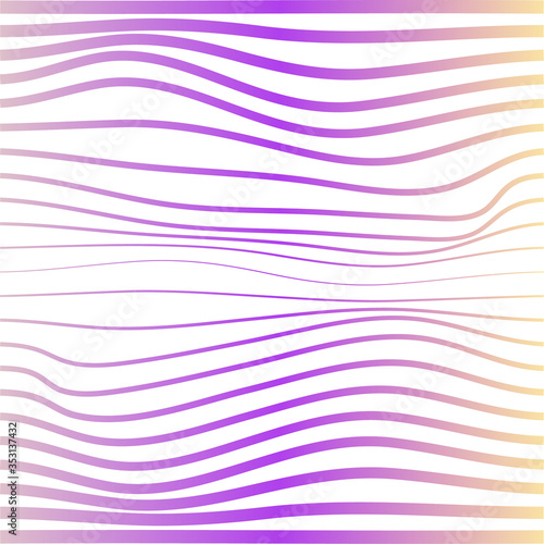 Wave distorted texture of color gradation. Abstract dynamical rippled surface. Vector stripe deformation background.