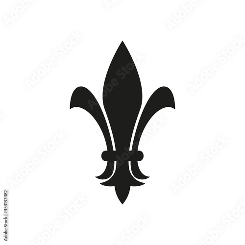 Fleur de lis heraldic icon. Vector lily flower on a white background.