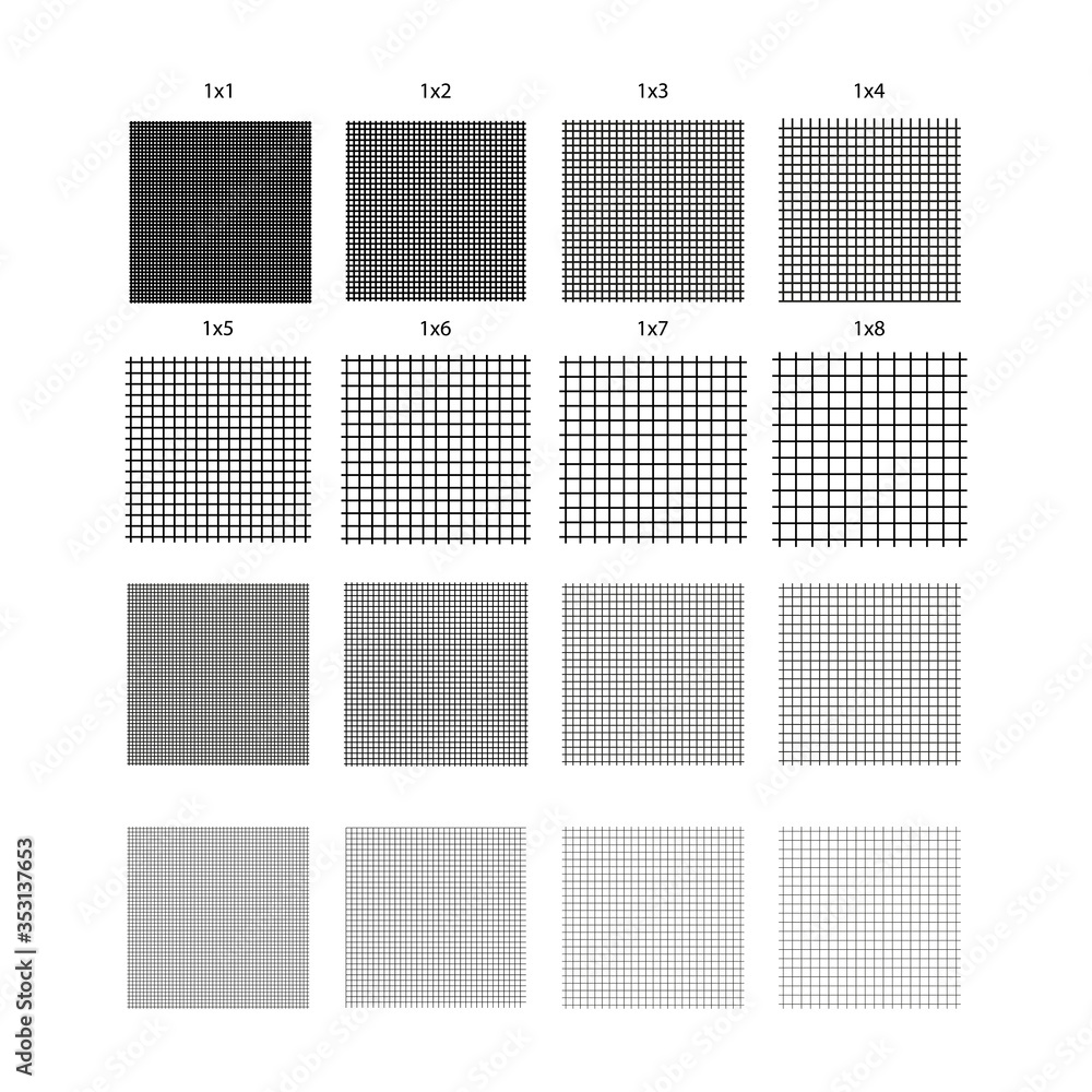 Fototapeta premium A sheet in a cage, aligned set. Strict geometric pattern, seamless ornament.