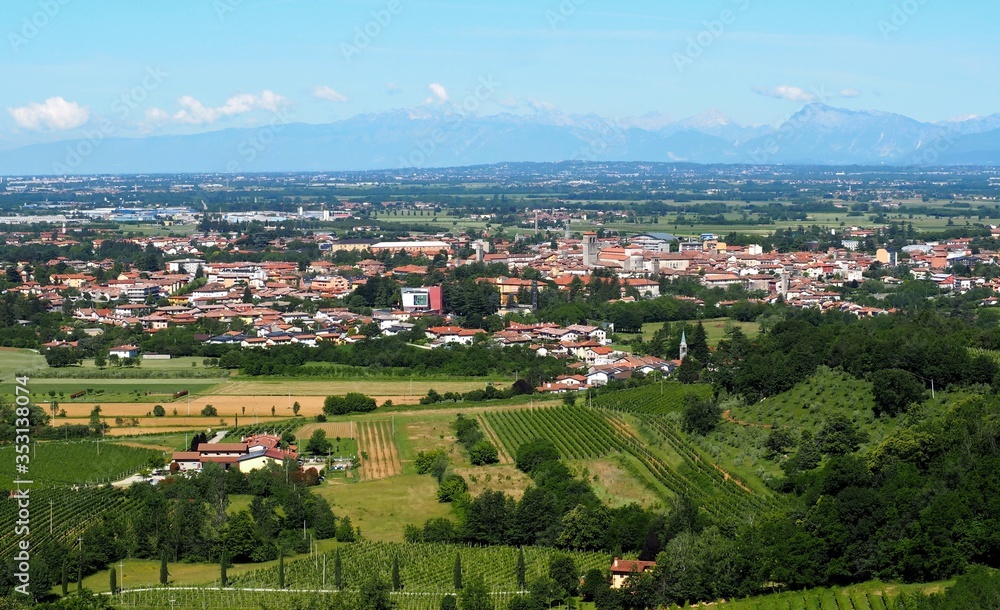 Top view of Cividale del Friuli, a tourist destination town known for its historic center of medieval origin