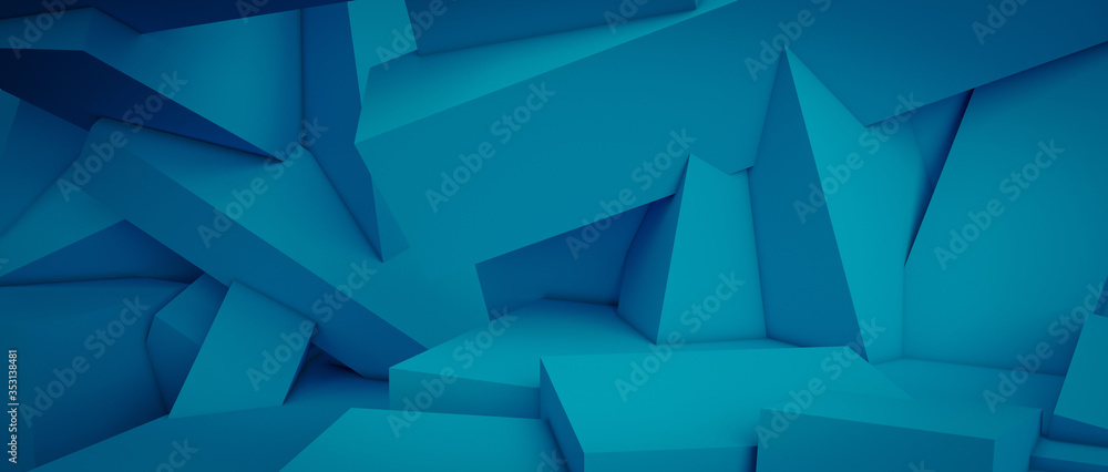 minimal and geometric background in blue tones - obrazy, fototapety, plakaty 
