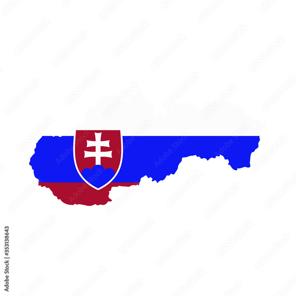 Slovakia map country of Europe, European flag illustration, vector isolated on white background