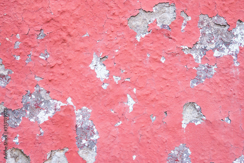 Concrete pink colorful wall surface texture. Abstract grunge bright color background with aging effect. Copyspace. © tumana_net