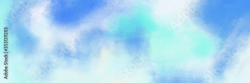 painted decorative horizontal banner with pale turquoise, corn flower blue and sky blue color. can be used as header or banner