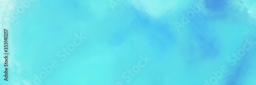 painted retro horizontal background with medium turquoise, pale turquoise and sky blue color. can be used as header or banner