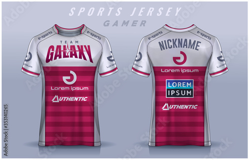 t-shirt e-sport design template, Soccer jersey mockup for football club. uniform front and back view.