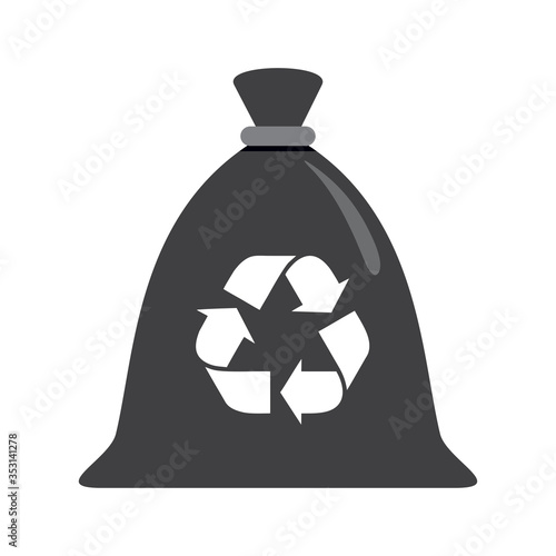 Black sack. Garbage sorting and recycling. Dangerous goods. Harmful waste